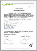 Сертификат официального дистрибьютера компании MAGNAFLUX